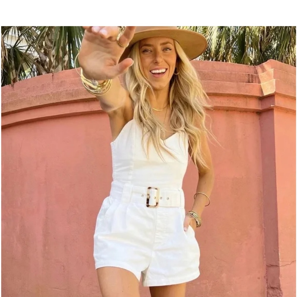 Show Me Your MuMu White Belted Romper
